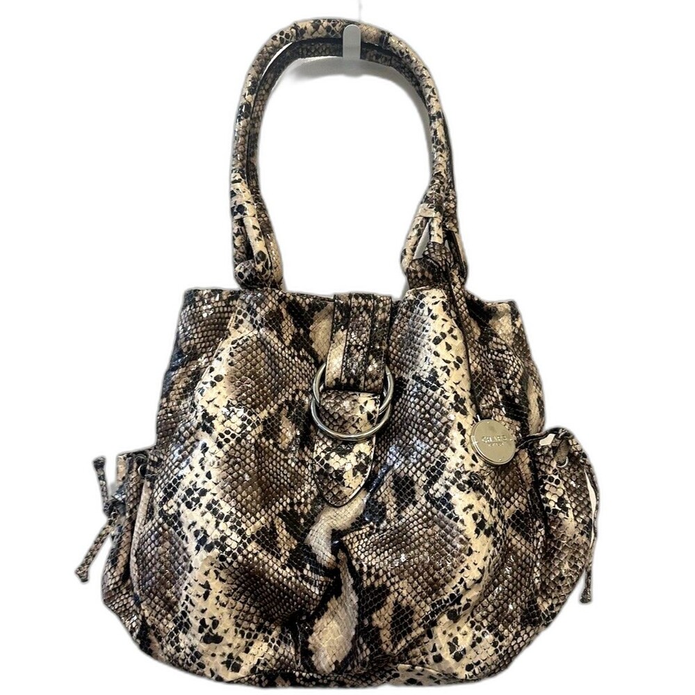 Chaps Python Purse Shoulder Snakeprint Handbag Slouchy Embossed Pockets Hobo